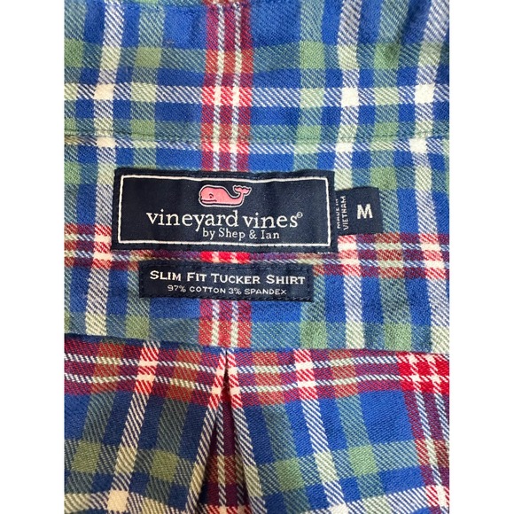 Vineyard Vines Mens Medium Slim Fit Tucker Shirt Plaid Button‎ Down Blue - Picture 3 of 9